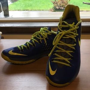 NIKE KD MEN SIZE 11, BLUE &NEON YELLOW/GREEN